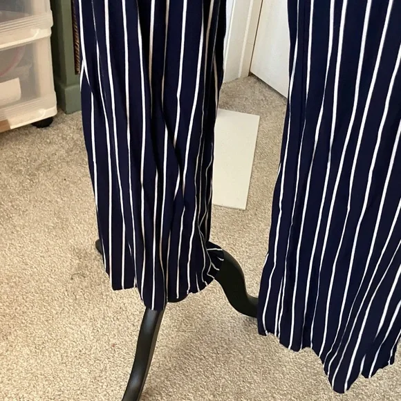 Derek Heart Navy and White Striped Jumpsuit - Picture 3 of 9